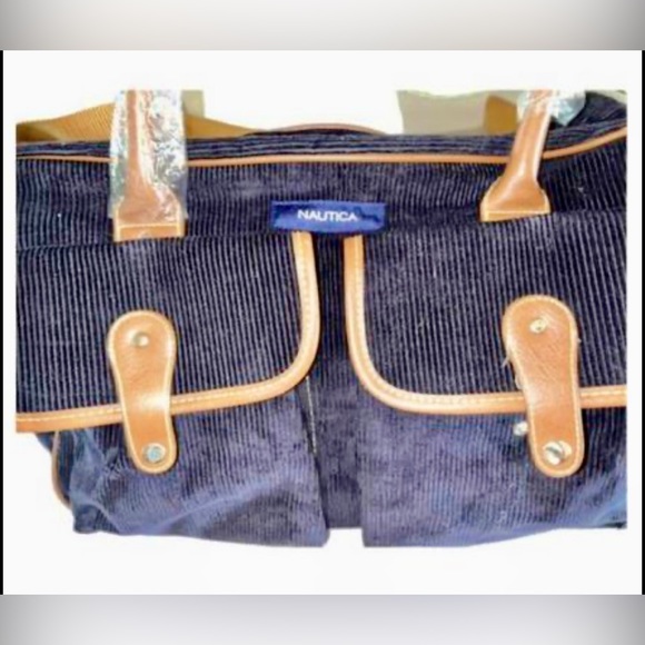 ⚓️ NEW! NAUTICA TRAVEL BAG! NAVY CORDUROY CARRY ON! UNISEX!!!!! - Picture 4 of 7